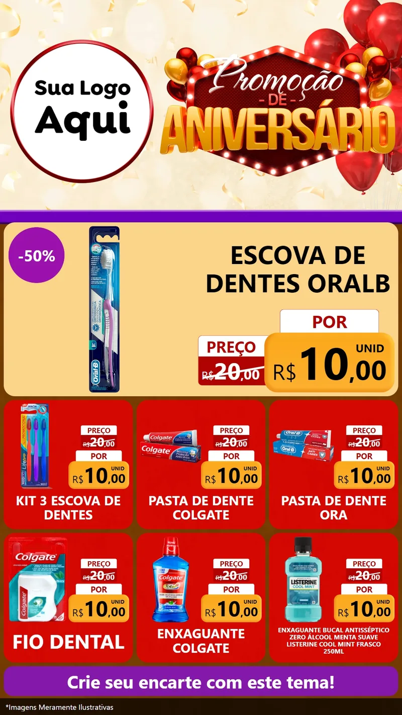 Modelo de Rede Social para Stories com o tema Promoção de Aniversário para Higiene Pessoal