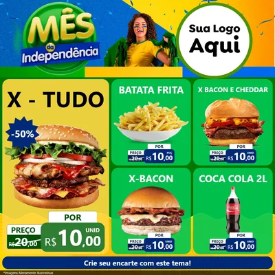 Modelo de Rede Social para Feed Facebook com o tema Mês da Independência para Hamburgueria