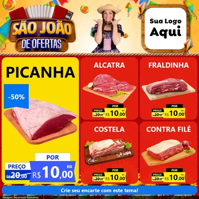 Modelo de Rede Social para Feed Facebook com o tema São João de Ofertas para Açougue