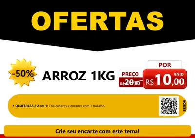 Modelo de Cartaz para Cartaz A4 Horizontal com o tema Ofertas Preto e Vermelho Cartaz para Supermercado