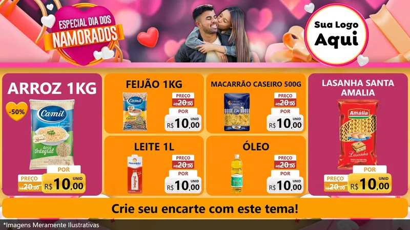 Modelo de TV para TV Horizontal com o tema Especial Dia dos Namorados para Supermercado