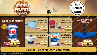 Modelo de TV para TV Horizontal com o tema Feliz Ano Novo 2027 para Produtos para Piscina