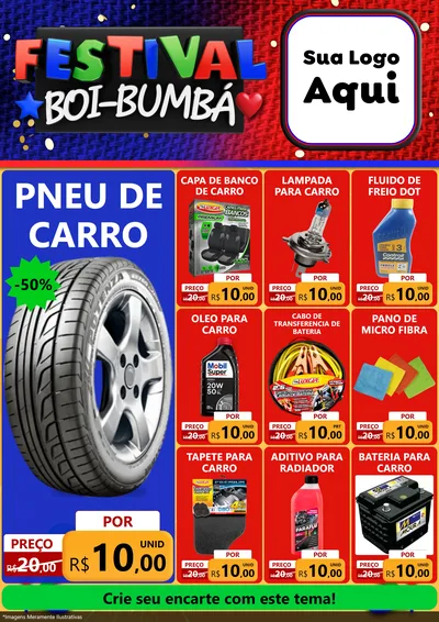 Modelo de Encarte para Encarte A4 Vertical com o tema Festival Boi-Bumbá para Auto peças
