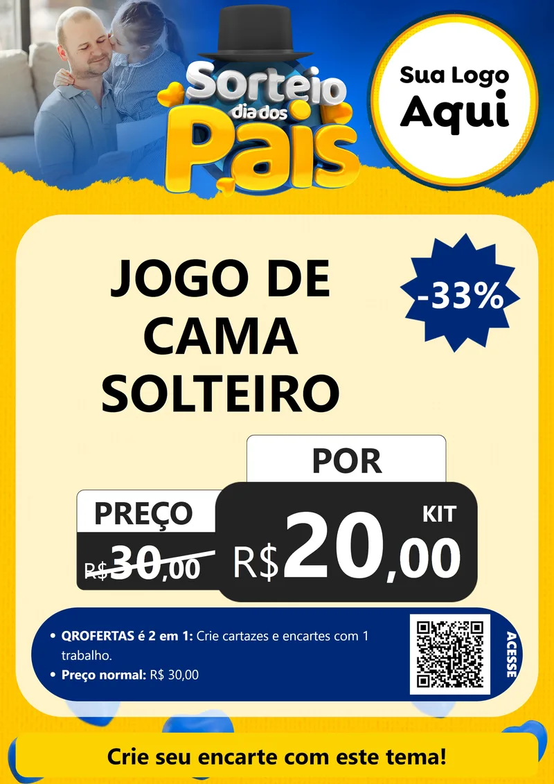 Modelo de Cartaz para Cartaz A4 Vertical com o tema Sorteio Dia Dos Pais para Cama, Mesa e Banho