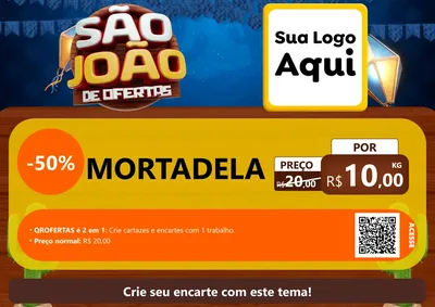 Modelo de Cartaz para Cartaz A4 Horizontal com o tema São João Ofertas Imbatíveis! - Junina para Frios e Laticínios