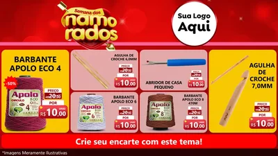 Modelo de TV para TV Horizontal com o tema Semana dos namorados para Armarinho e Aviamentos