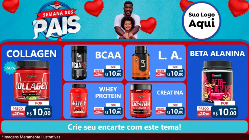 Modelo de TV para TV Horizontal com o tema Semana Dos Pais para Suplementos alimentares