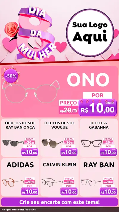 Modelo de Rede Social para Stories com o tema Dia da Mulher para Óticas