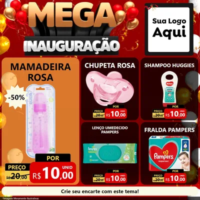 Modelo de Rede Social para Feed Facebook com o tema Mega Inauguração para Bebês