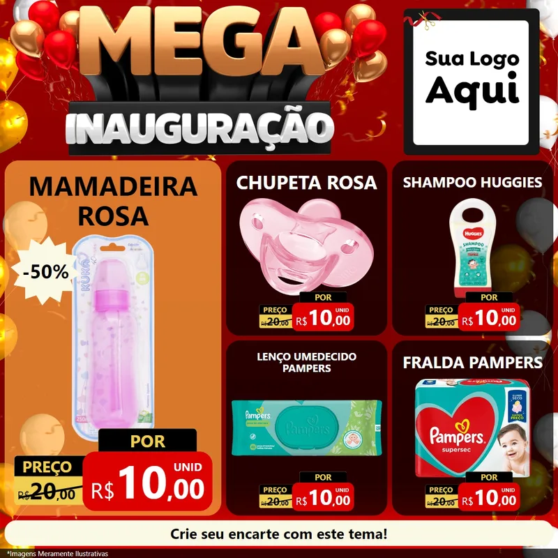 Modelo de Rede Social para Feed Facebook com o tema Mega Inauguração para Bebês