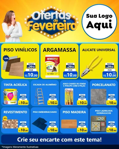 Modelo de Rede Social para Feed Instagram com o tema Ofertas de Fevereiro para Material para Construção
