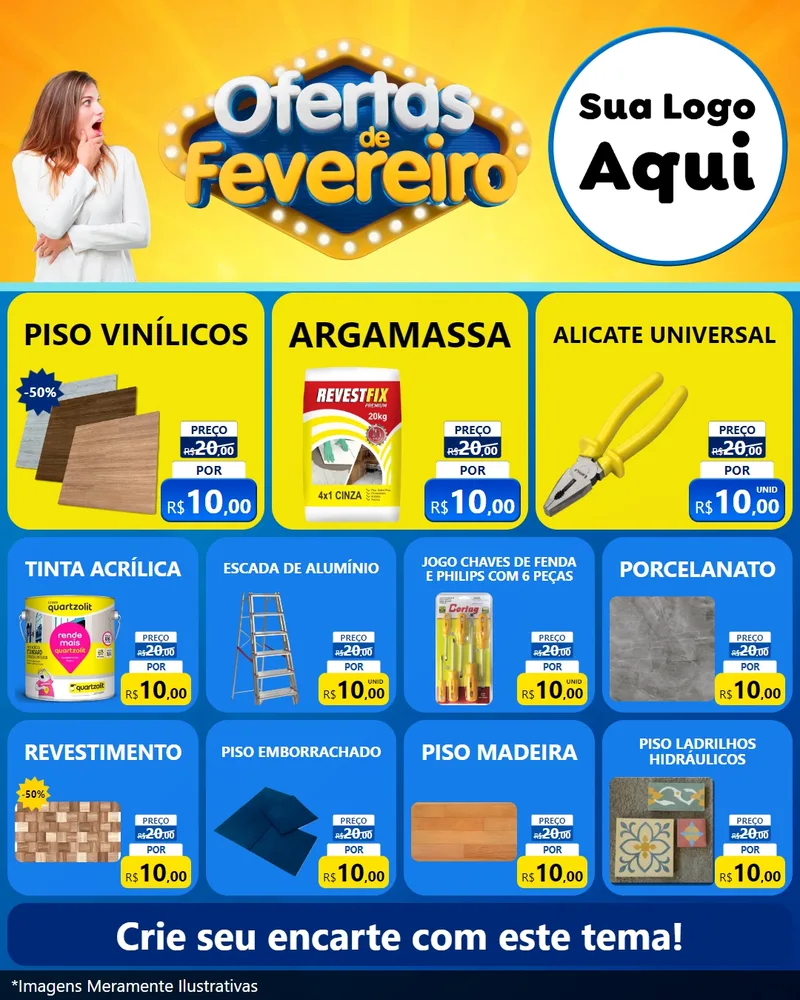 Modelo de Rede Social para Feed Instagram com o tema Ofertas de Fevereiro para Material para Construção