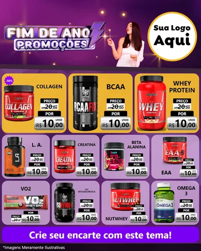 Modelo de Rede Social para Feed Instagram com o tema Fim de Ano Promoções para Suplementos alimentares