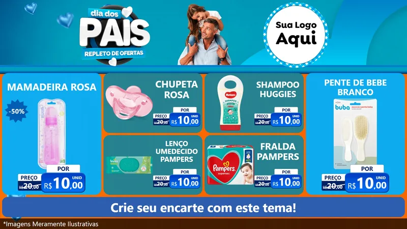 Modelo de TV para TV Horizontal com o tema Dia Dos Pais Repleto de Ofertas para Bebês