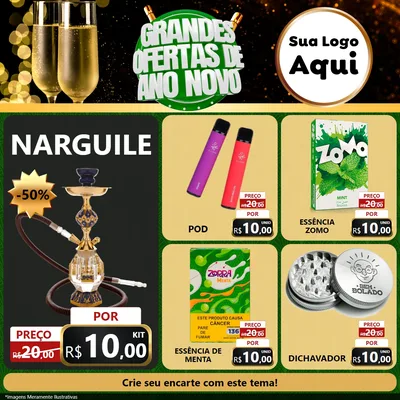 Modelo de Rede Social para Feed Facebook com o tema Grandes Ofertas de Ano Novo para Tabacaria