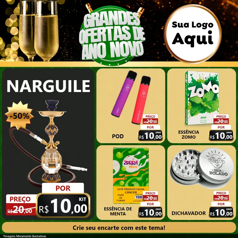 Modelo de Rede Social para Feed Facebook com o tema Grandes Ofertas de Ano Novo para Tabacaria