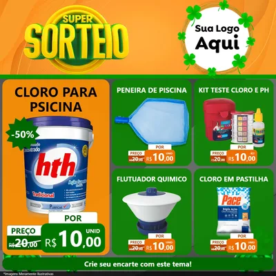 Modelo de Rede Social para Feed Facebook com o tema Super Sorteio para Produtos para Piscina
