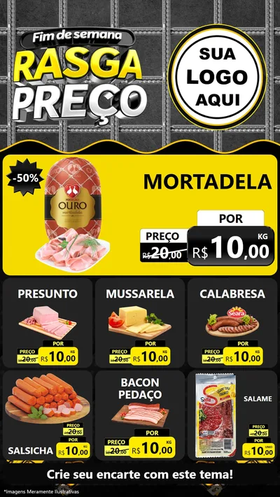 Modelo de Rede Social para Stories com o tema Fim de Semana Rasga Preço para Frios e Laticínios