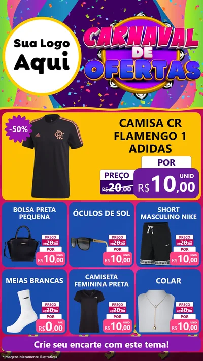 Modelo de Rede Social para Stories com o tema Carnaval de Ofertas para Roupas e acessórios