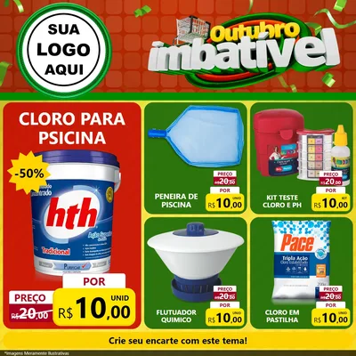 Modelo de Rede Social para Feed Facebook com o tema Outubro Imbatível para Produtos para Piscina