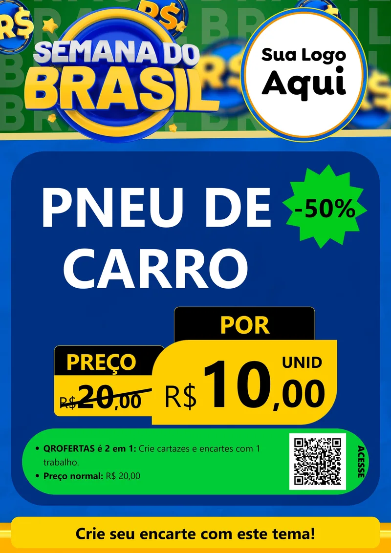 Modelo de Cartaz para Cartaz A4 Vertical com o tema Semana Do Brasil para Auto peças