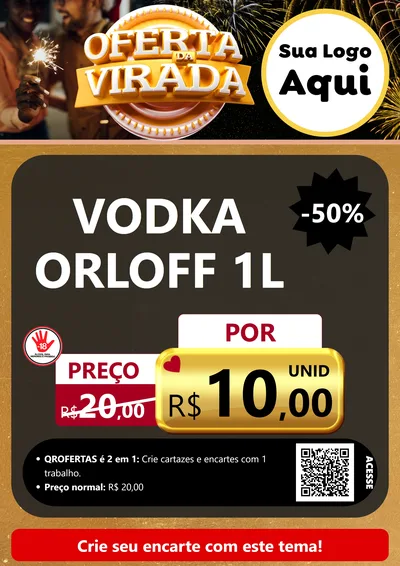 Modelo de Cartaz para Cartaz A4 Vertical com o tema Oferta da Virada para Distribuidora de bebidas