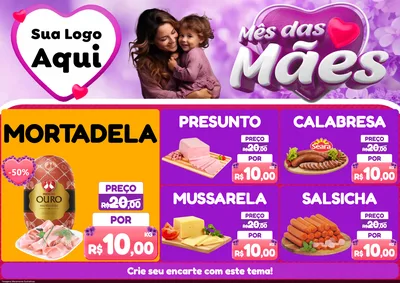 Modelo de Encarte para Encarte A4 Horizontal com o tema Mês das Mães para Frios e Laticínios