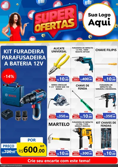 Modelo de Encarte para Encarte A4 Vertical com o tema Super Ofertas para Maquinas e Ferramentas