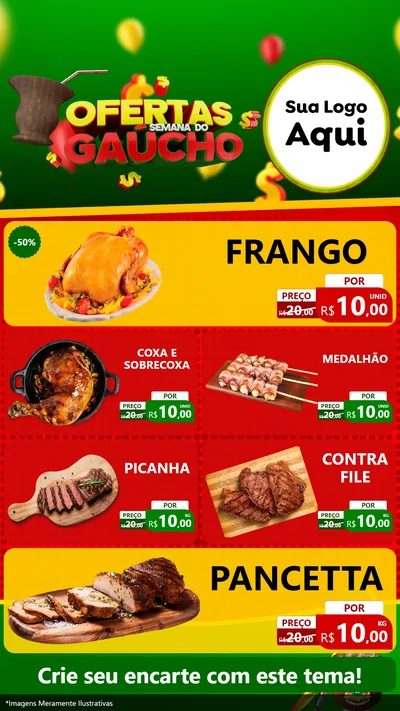 Modelo de TV para TV Vertical com o tema Ofertas Semana Do Gaúcho para Assados