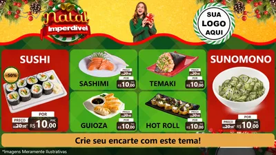 Modelo de TV para TV Horizontal com o tema Natal Imperdível para Comida japonesa