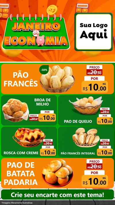 Modelo de TV para TV Vertical com o tema Janeiro da Economia para Padaria