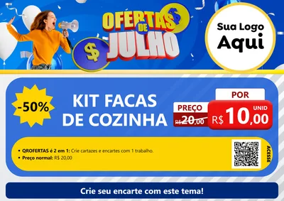 Modelo de Cartaz para Cartaz A4 Horizontal com o tema Ofertas de Julho para Utilidades Domésticas