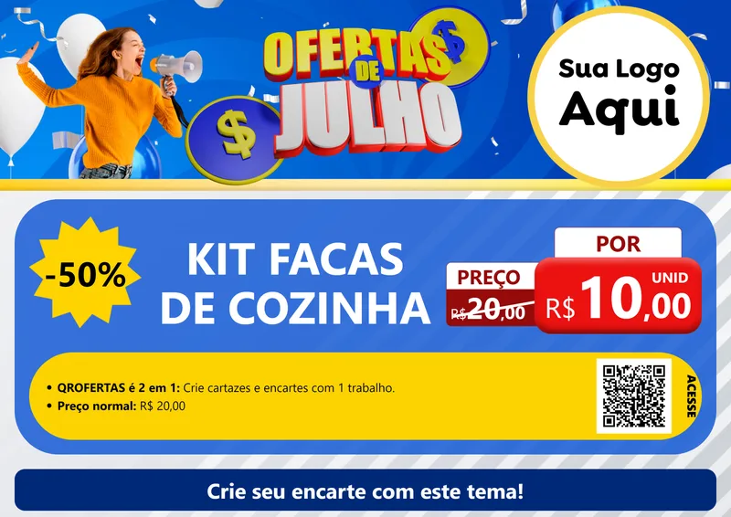 Modelo de Cartaz para Cartaz A4 Horizontal com o tema Ofertas de Julho para Utilidades Domésticas