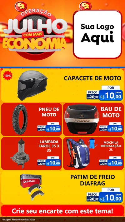 Modelo de TV para TV Vertical com o tema Operação Julho Com Mais Economia para Moto peças