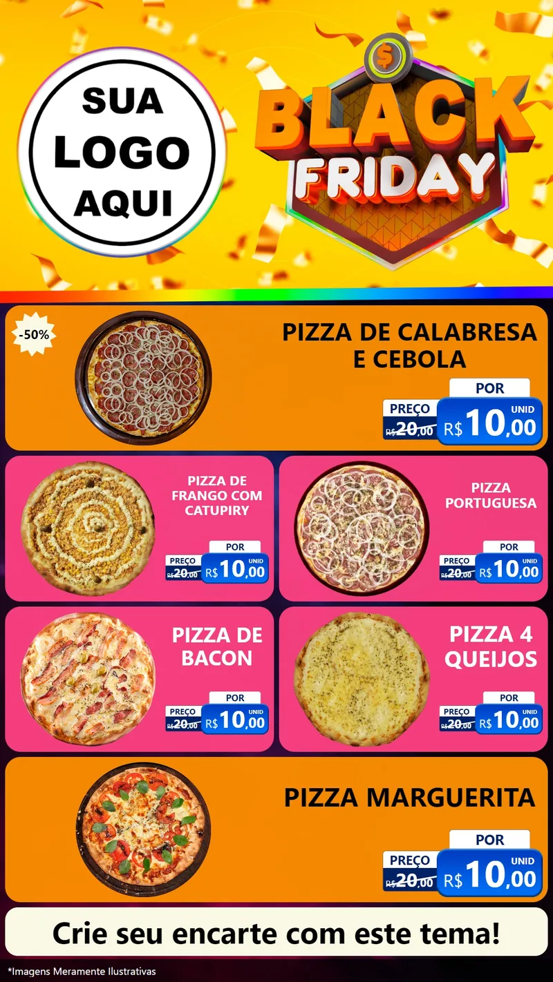 Modelo de TV para TV Vertical com o tema Black Friday para Pizzaria