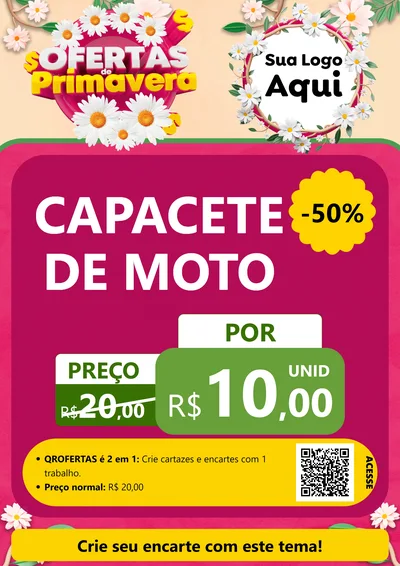 Modelo de Cartaz para Cartaz A4 Vertical com o tema Ofertas de Primavera para Moto peças