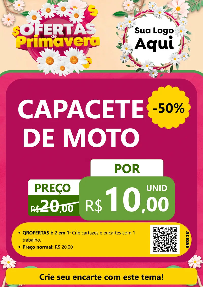 Modelo de Cartaz para Cartaz A4 Vertical com o tema Ofertas de Primavera para Moto peças