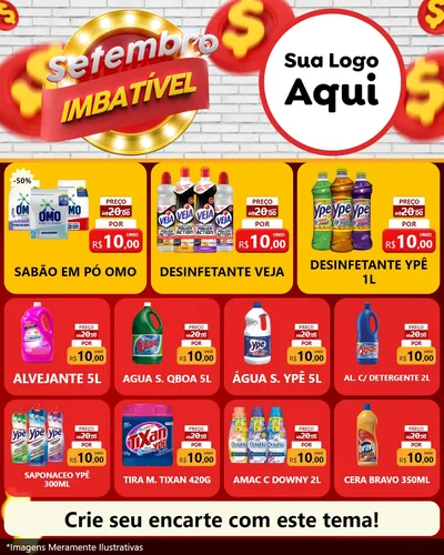 Modelo de Rede Social para Feed Instagram com o tema Setembro Imbatível para Produtos de Limpeza