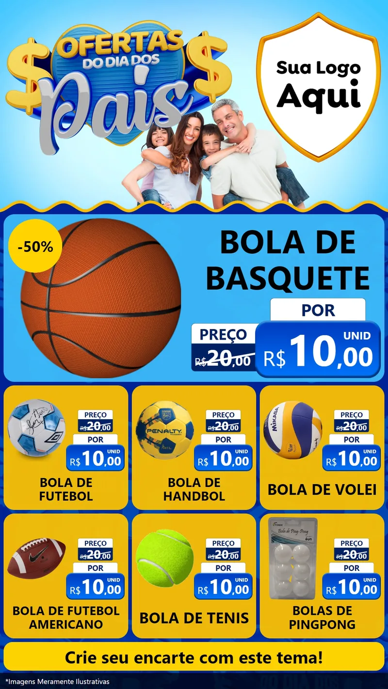 Modelo de Rede Social para Stories com o tema Ofertas do Dia dos Pais para Artigos Esportivos