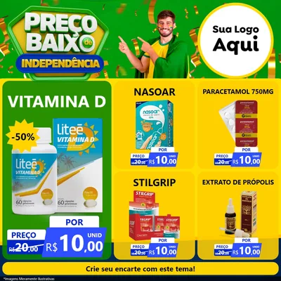 Modelo de Rede Social para Feed Facebook com o tema Preço Baixo de Independência para Farmácia