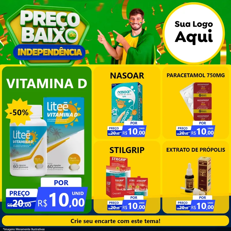 Modelo de Rede Social para Feed Facebook com o tema Preço Baixo de Independência para Farmácia