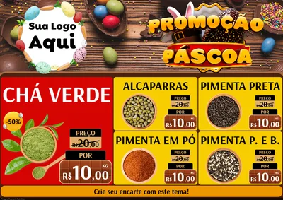 Modelo de Encarte para Encarte A4 Horizontal com o tema Promoção Páscoa para Produtos Naturais