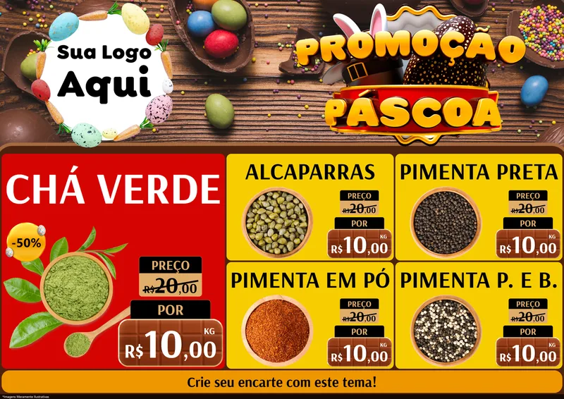 Modelo de Encarte para Encarte A4 Horizontal com o tema Promoção Páscoa para Produtos Naturais