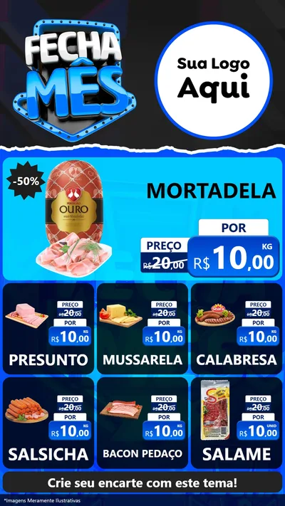 Modelo de Rede Social para Stories com o tema Fecha Mês para Frios e Laticínios