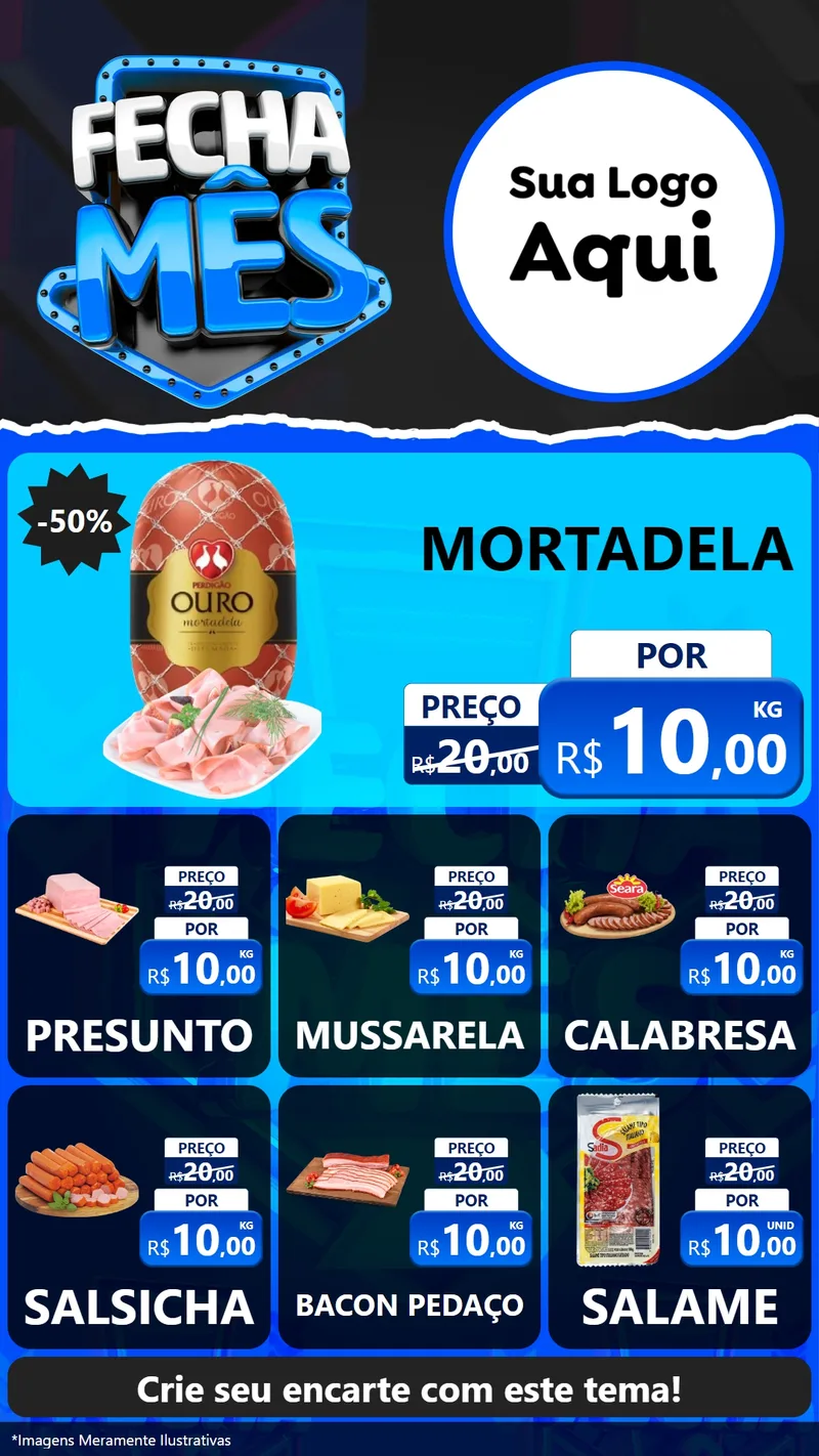 Modelo de Rede Social para Stories com o tema Fecha Mês para Frios e Laticínios