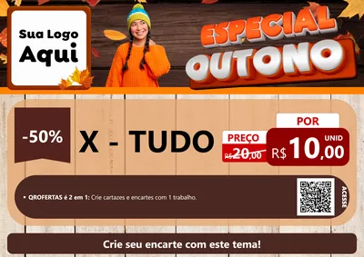 Modelo de Cartaz para Cartaz A4 Horizontal com o tema Especial Outono para Hamburgueria