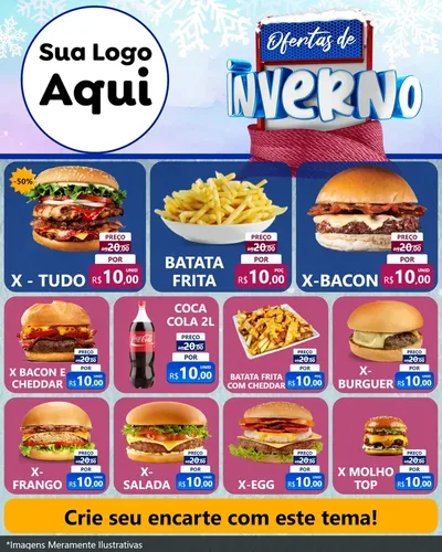 Modelo de Rede Social para Feed Instagram com o tema Ofertas de Inverno para Hamburgueria