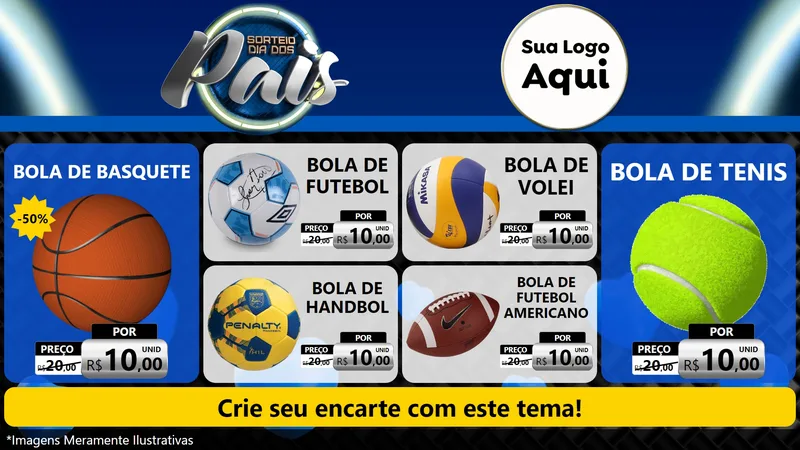 Modelo de TV para TV Horizontal com o tema Sorteio Dia Dos Pais para Artigos Esportivos