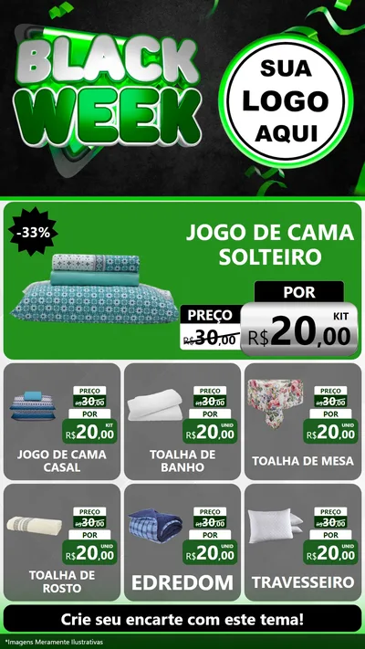 Modelo de Rede Social para Stories com o tema Black Week para Cama, Mesa e Banho