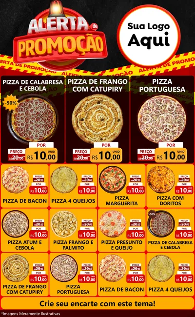 Modelo de Encarte para Encarte Grande com o tema Alerta de Promoção para Pizzaria